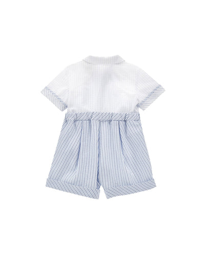 Cotton Striped Jumpsuit with a Bow Tie for Newborn Boys by Monnalisa