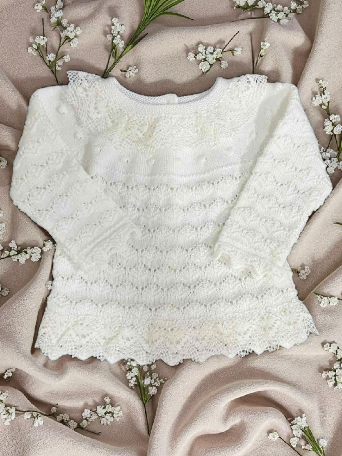 Baby Girl’s 2-Piece Knitted Set in Off-White Color