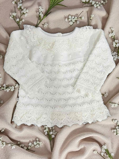 Baby Girl’s 2-Piece Knitted Set in Off-White Color