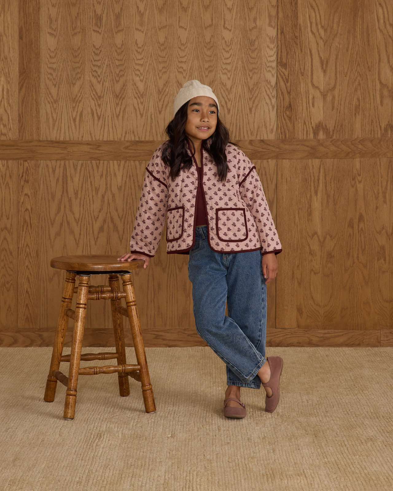 Quilted Jacket in Blush Fleur Color