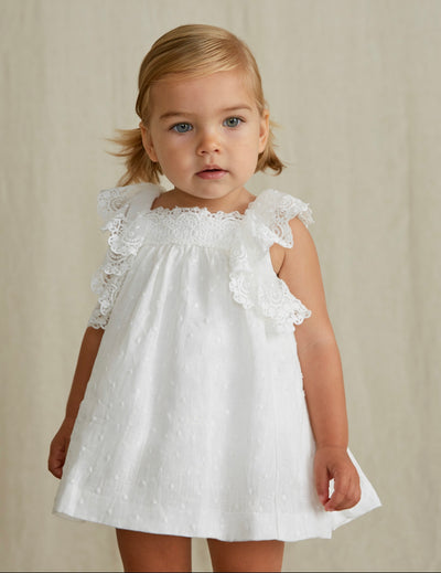 ABEL & LULA Baby Girls White Embroidered Dress