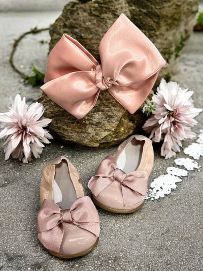 Mini Me Girls Bow Ballet Dusty Pink Flats