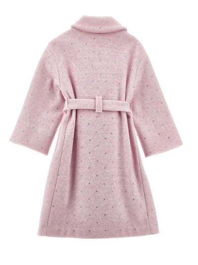 Monnalisa Pink Coat with Rhinestones