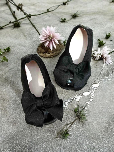 Mini Me Girls Bow Ballet Black Flats